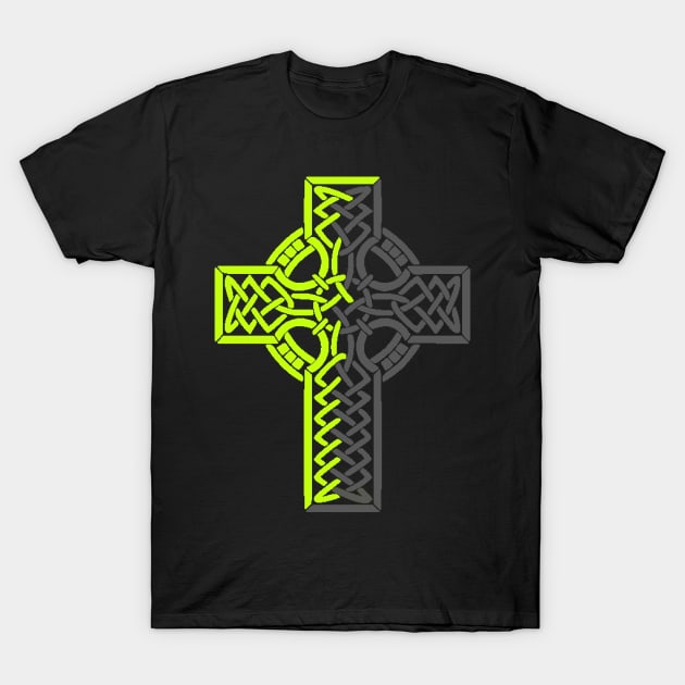 Celtic Cross of green and gray T-Shirt by NovaOven